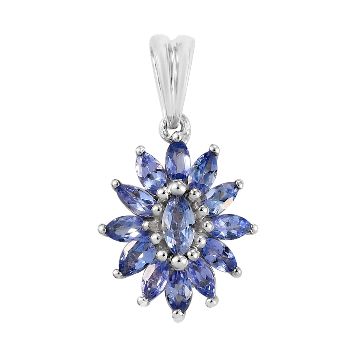 Tanzanite Floral Pendant in Platinum Over Sterling Silver 1.15 ctw image number 0