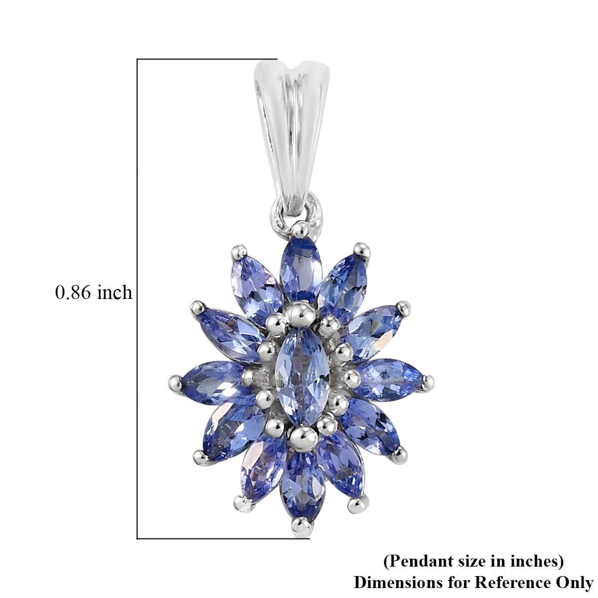 Tanzanite Floral Pendant in Platinum Over Sterling Silver 1.15 ctw image number 4