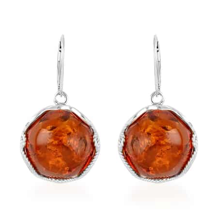 Baltic Amber Round Dangle Earrings in Sterling Silver 12.7 Grams image number 0