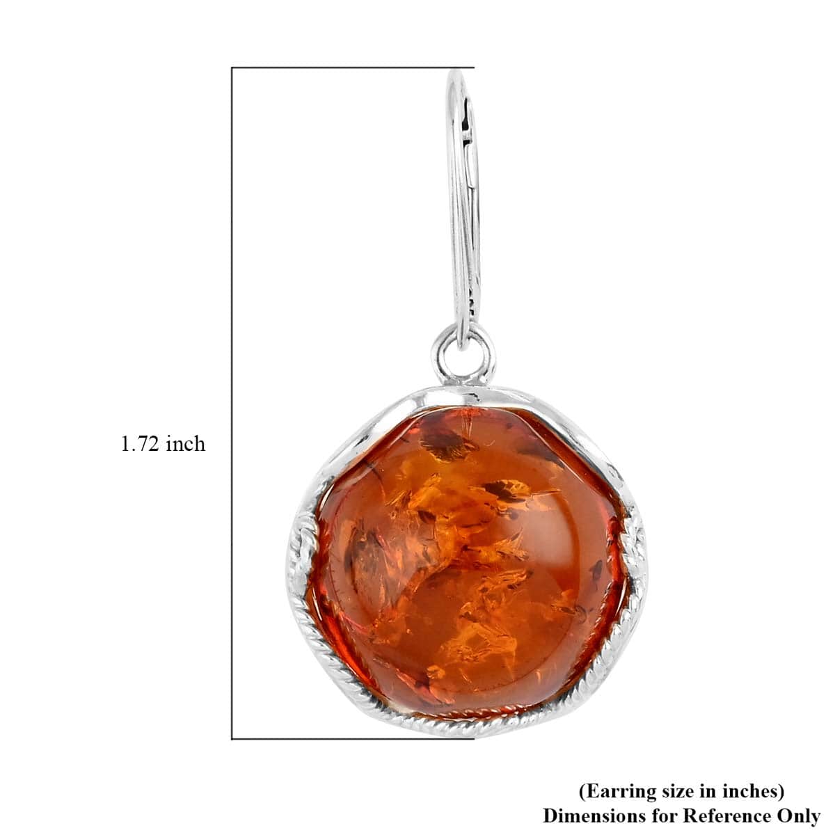 Baltic Amber Round Dangle Earrings in Sterling Silver 12.7 Grams image number 4