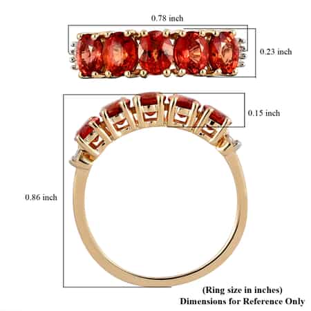 LUXORO 10K Yellow Gold AAA Red Sapphire and Diamond 5 Stone Ring (Size 5.0) 1.65 ctw image number 5