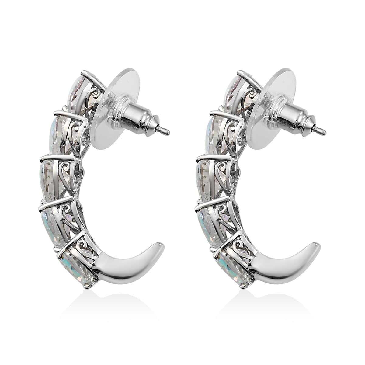 Mercury Mystic Topaz Heart J-Hoop Earrings in Platinum Over Sterling Silver 9.75 ctw image number 3
