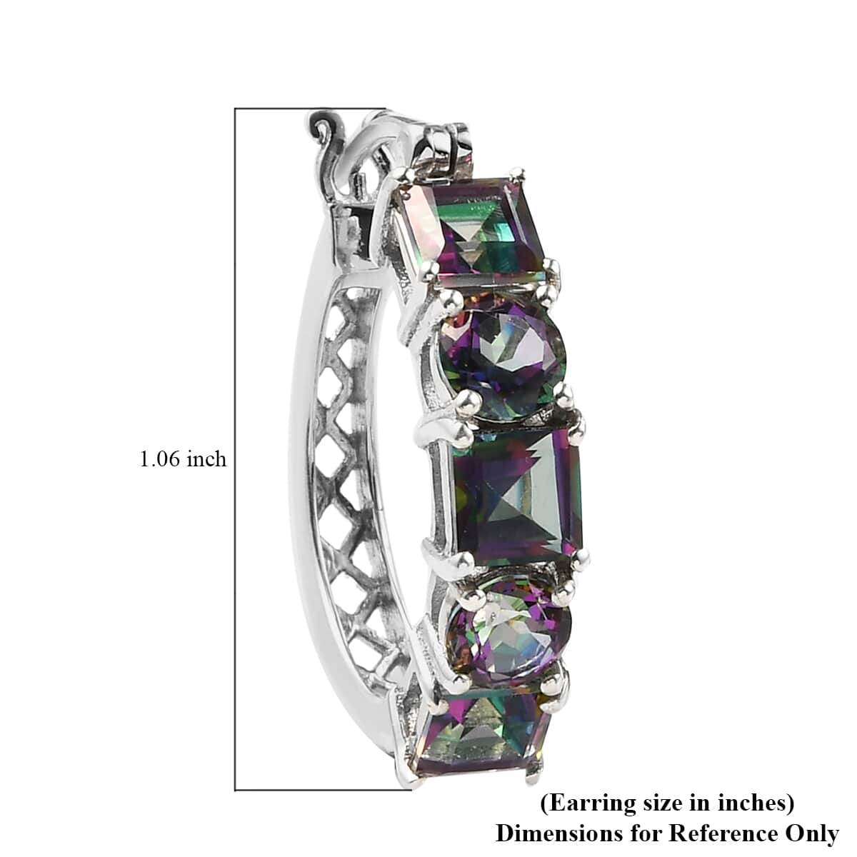 Northern Lights Mystic Topaz Hoop Earrings in Platinum Over Sterling Silver 7.25 ctw image number 4