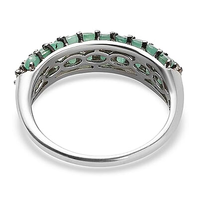 Socoto Emerald 3 Row Band Ring in Platinum Over Sterling Silver (Size 11.0) 2.25 ctw