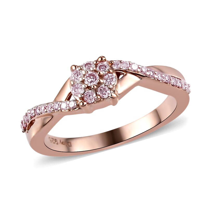 Natural Pink Diamond I3 Infinity Shank Ring in Vermeil Rose Gold Over Sterling Silver (Size 10.0) 0.25 ctw