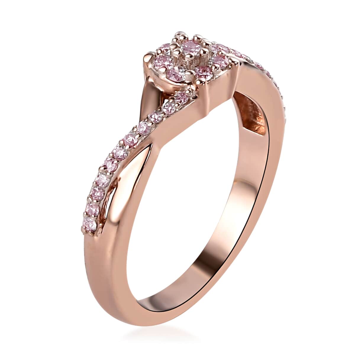 Natural Pink Diamond I3 Infinity Shank Ring in Vermeil Rose Gold Over Sterling Silver 0.25 ctw image number 3