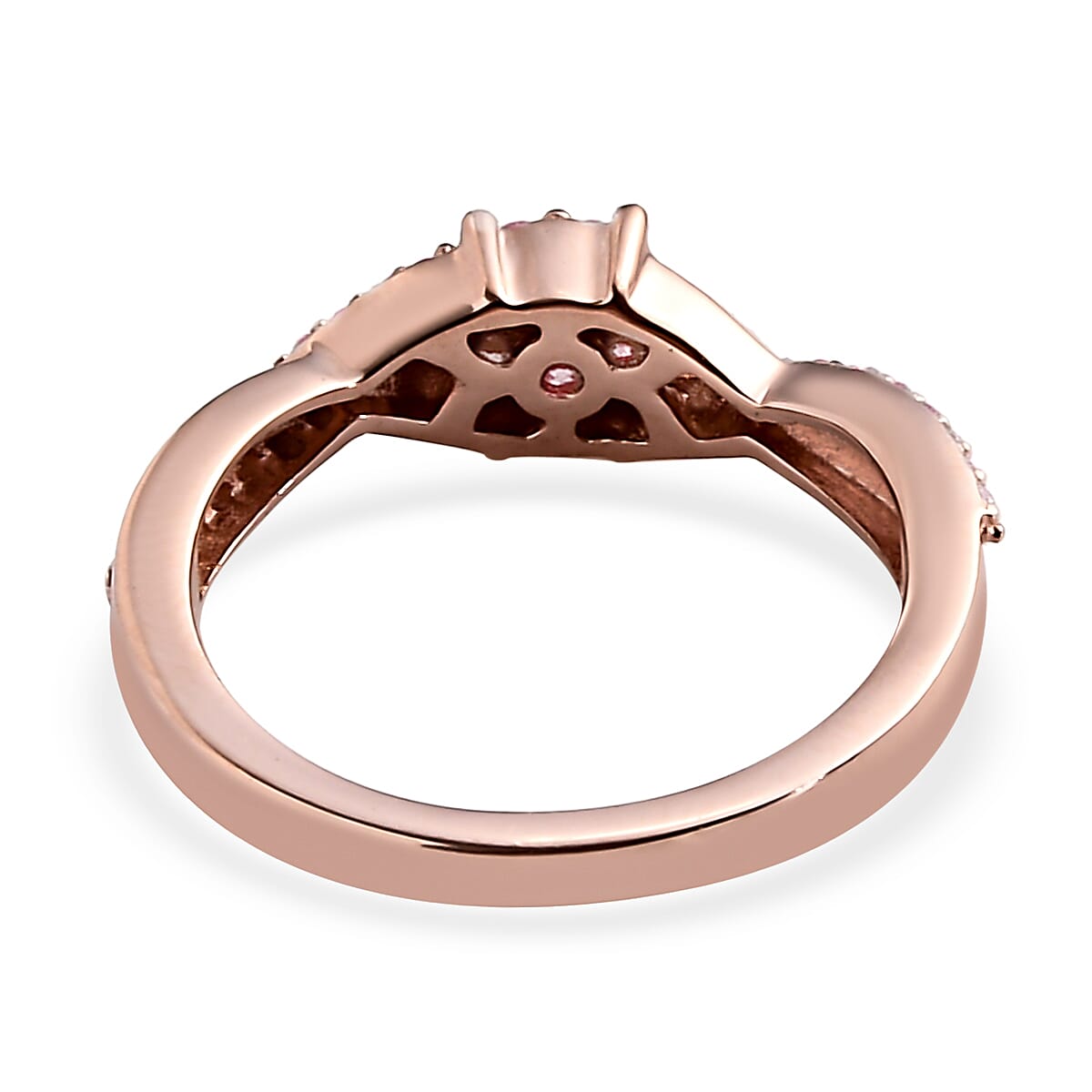 Natural Pink Diamond I3 Infinity Shank Ring in Vermeil Rose Gold Over Sterling Silver (Size 10.0) 0.25 ctw