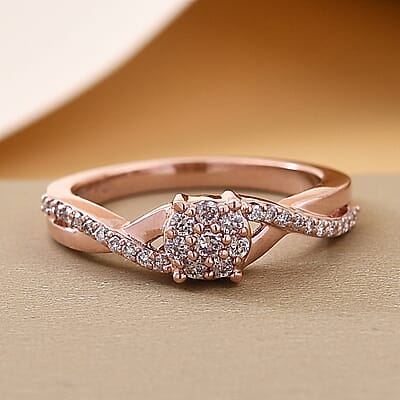 Natural Pink Diamond I3 Infinity Shank Ring in Vermeil Rose Gold Over Sterling Silver (Size 7.0) 0.25 ctw