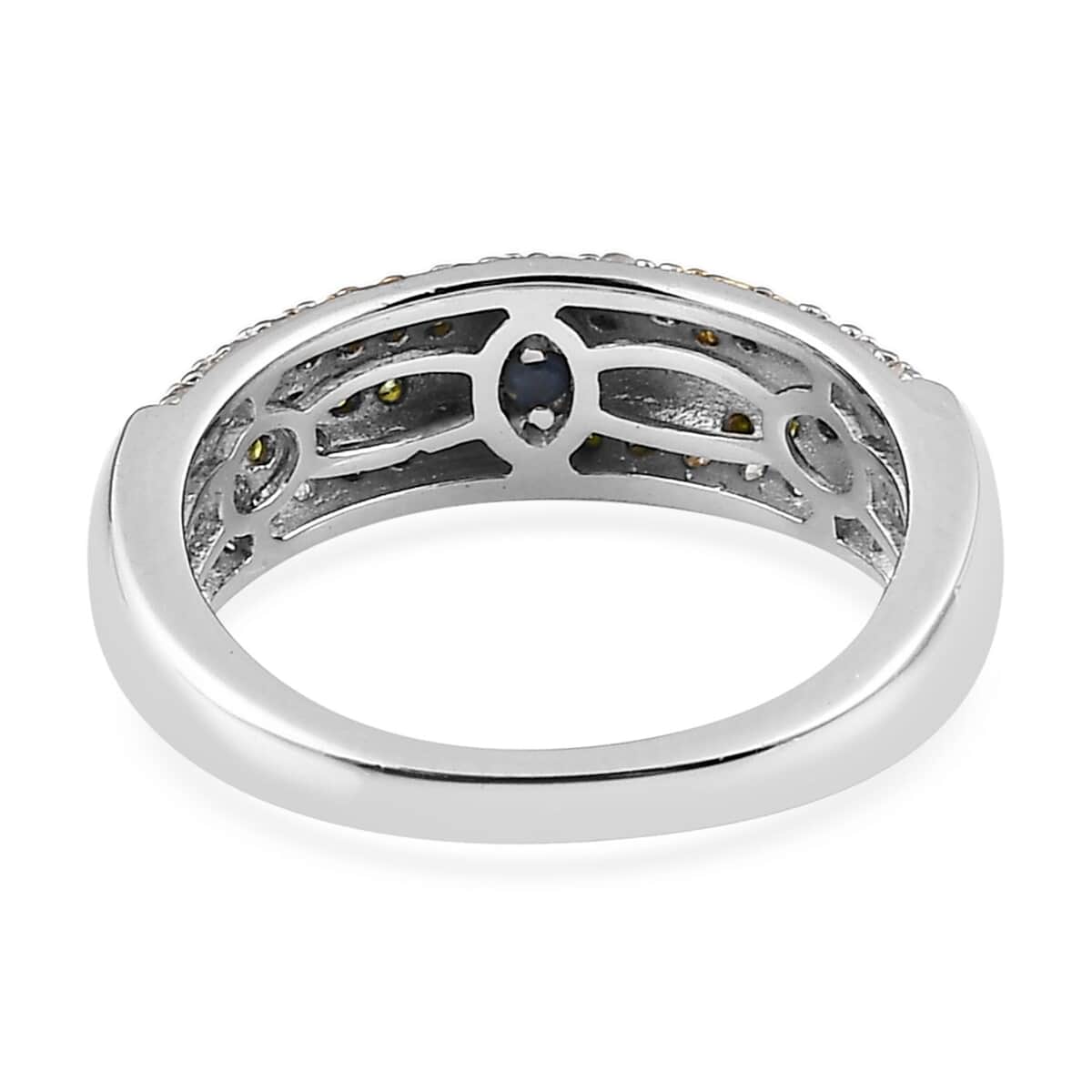 GP Italian Garden Collection Green Diamond and Diamond Tree of Life Ring in Vermeil YG and Platinum Over Sterling Silver (Size 10.0) 0.50 ctw image number 4