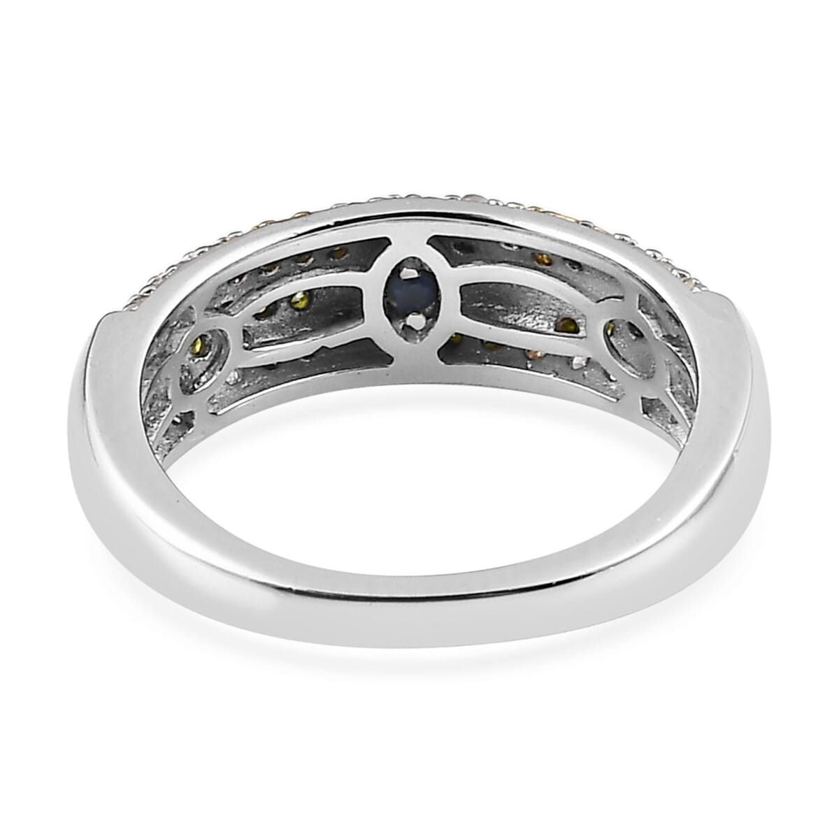 GP Italian Garden Collection Green Diamond and Diamond Tree of Life Ring in Vermeil Yellow Gold and Platinum Over Sterling Silver (Size 8.0) 0.50 ctw image number 4