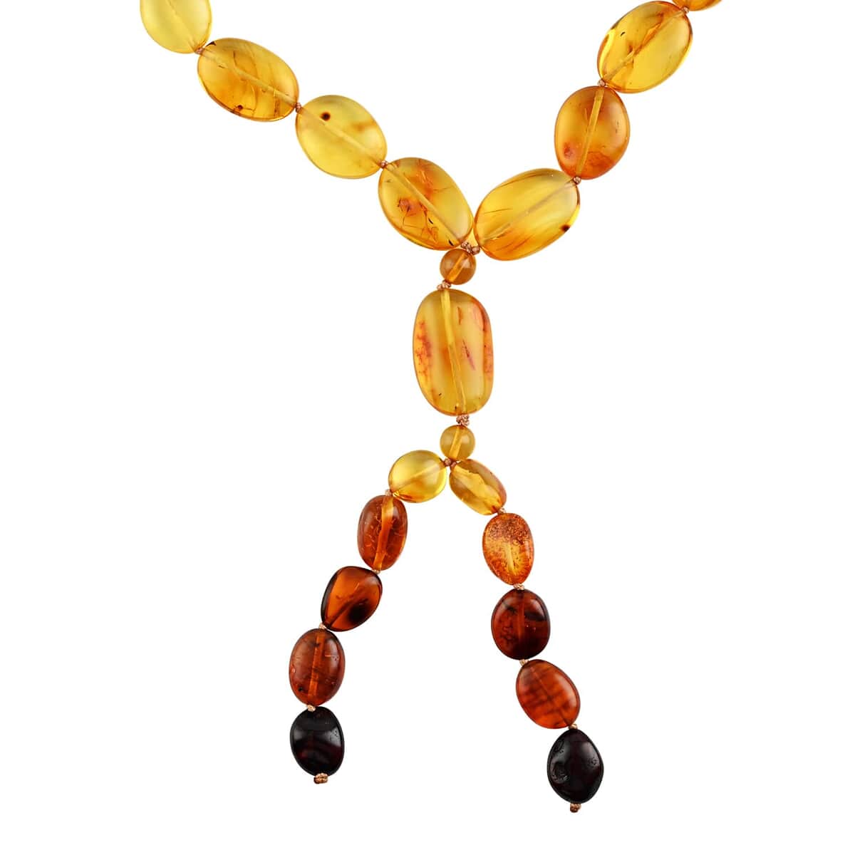 Multi Color Amber Beaded Tassel Necklace 34 Inches image number 0