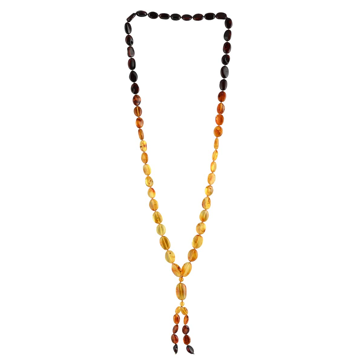 Multi Color Amber Beaded Tassel Necklace 34 Inches image number 2