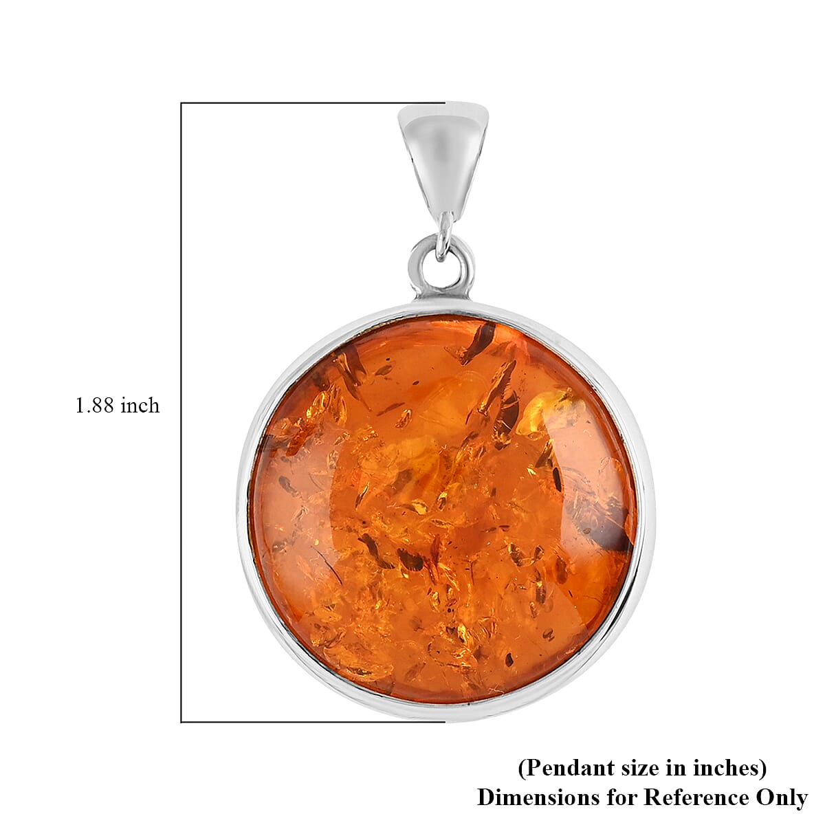Baltic Amber Round Pendant in Sterling Silver