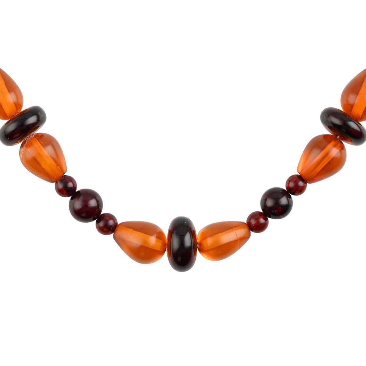 Multi Color Amber Beaded Necklace 24 Inches in Sterling Silver image number 0