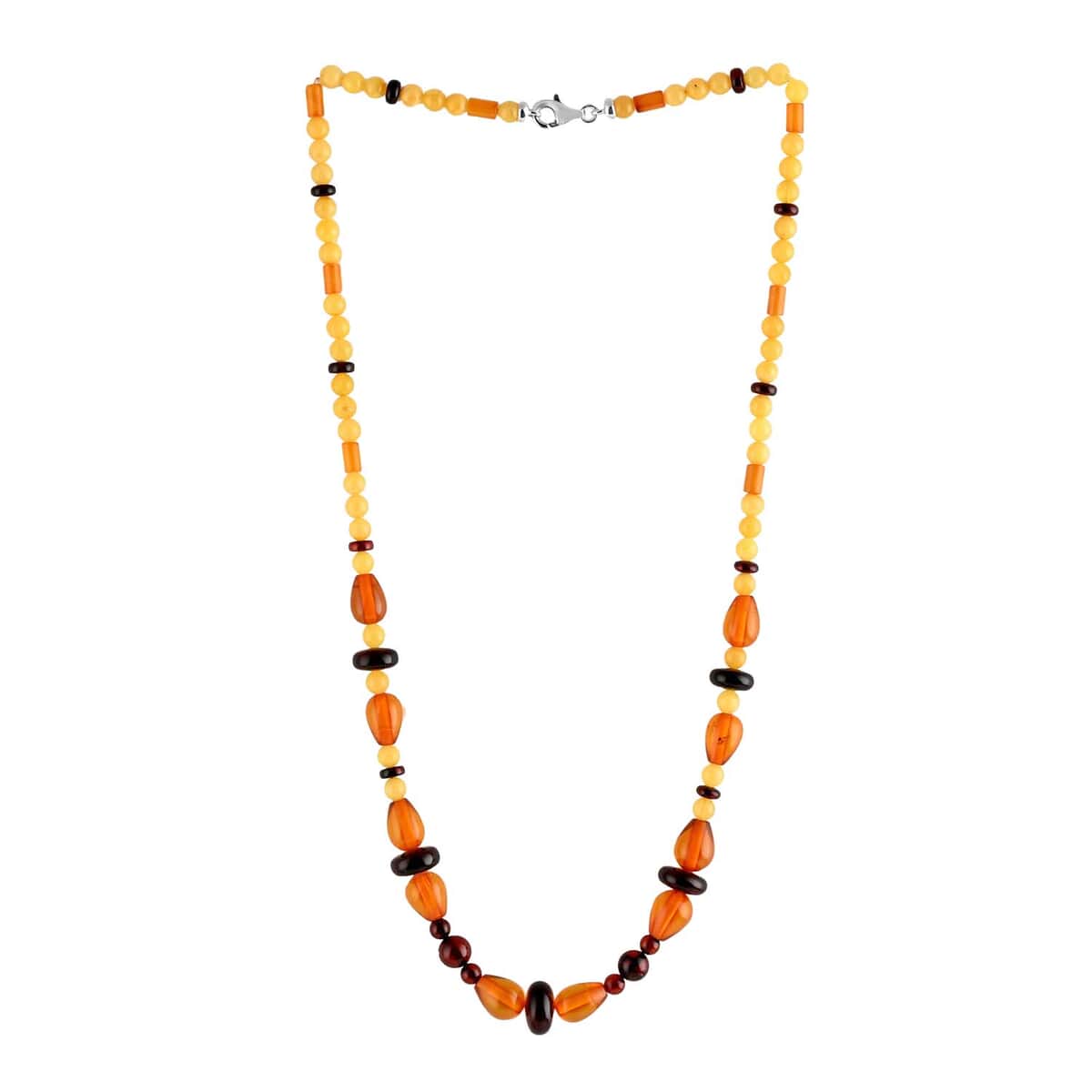 Multi Color Amber Beaded Necklace 24 Inches in Sterling Silver image number 2