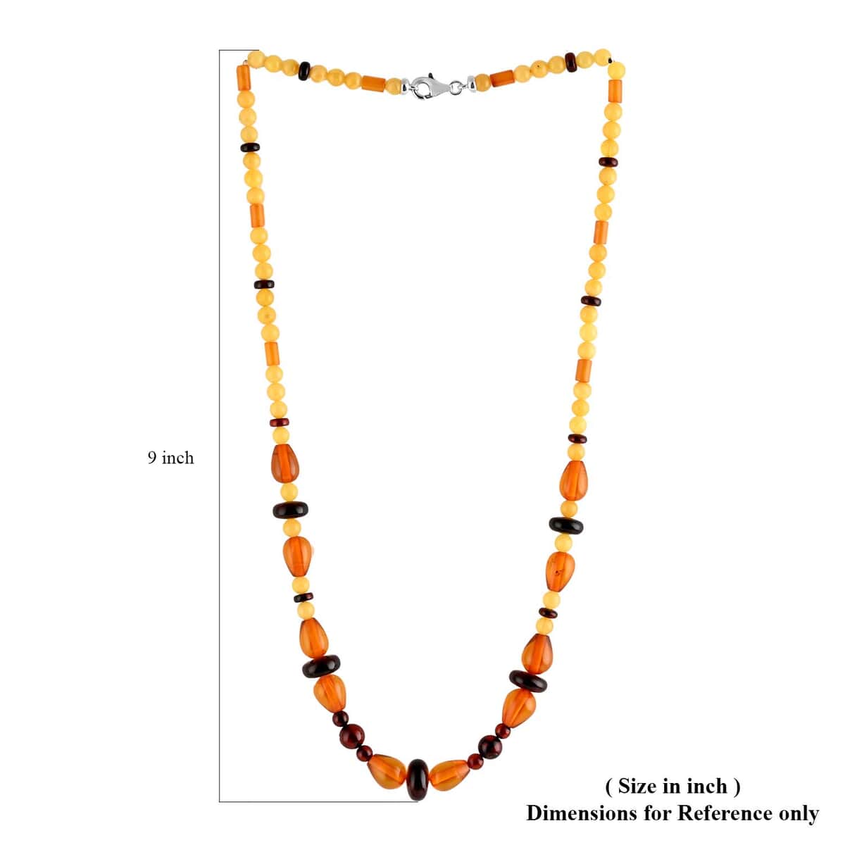 Multi Color Amber Beaded Necklace 24 Inches in Sterling Silver image number 4