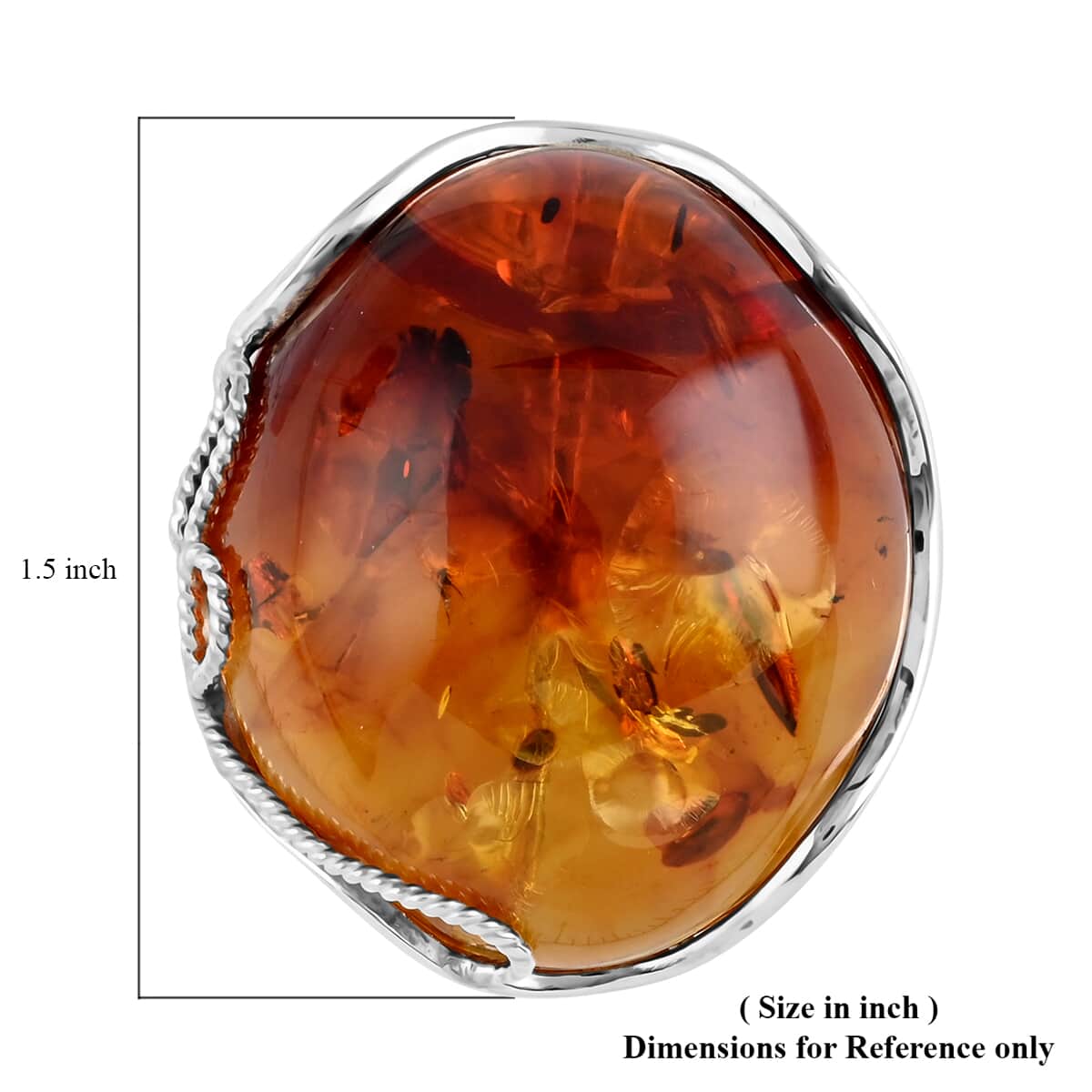 Baltic Amber Free Shape Multi Use Brooch in Sterling Silver 15.9 Grams image number 4
