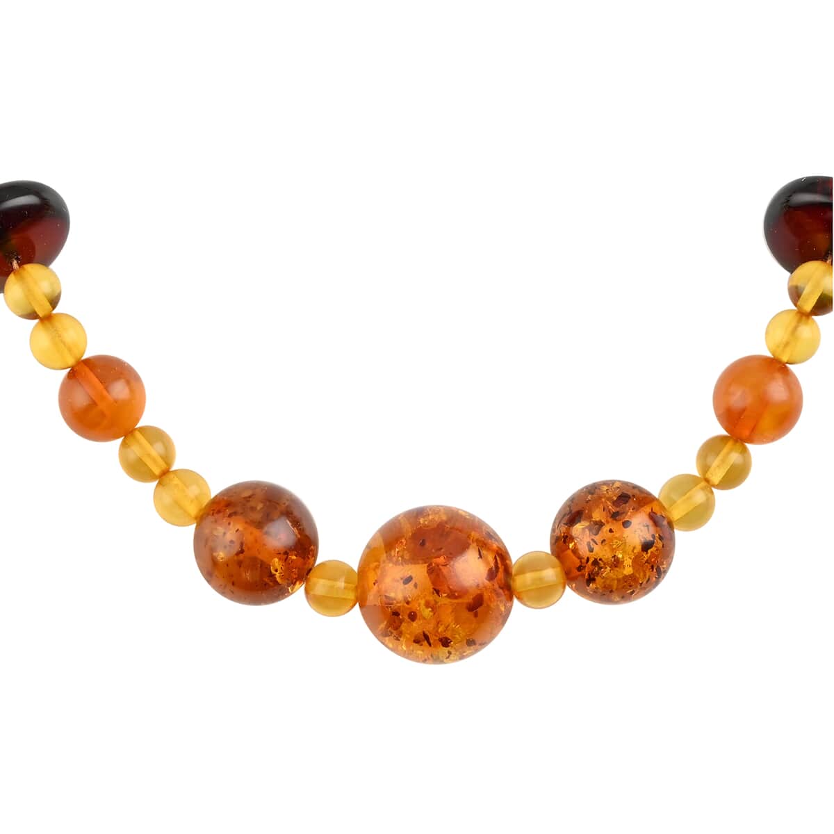 Multi Color Amber Beaded Necklace 24 Inches in Sterling Silver image number 2