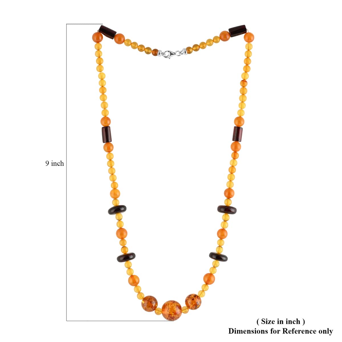 Multi Color Amber Beaded Necklace 24 Inches in Sterling Silver image number 4
