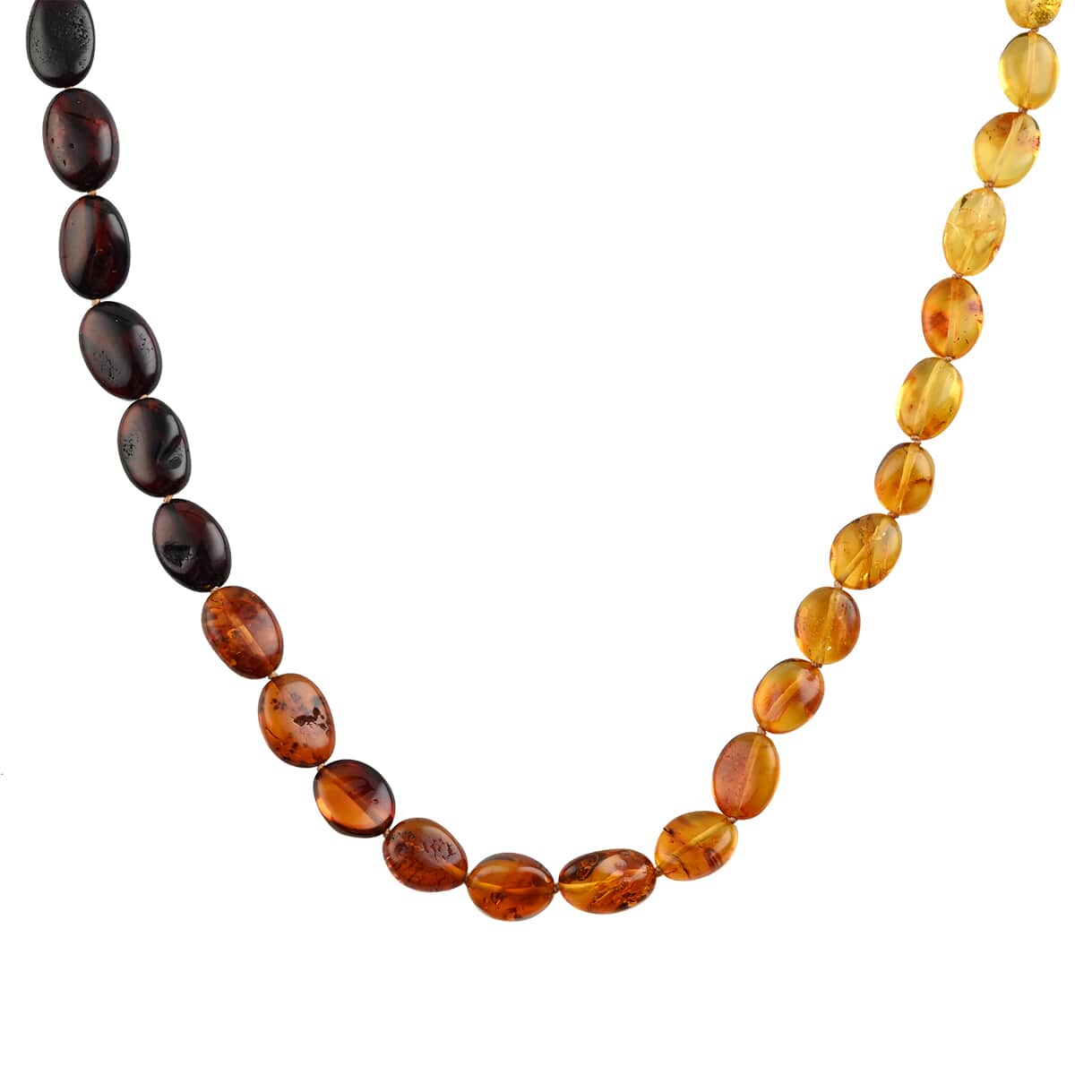 Multi Color Amber Beaded Necklace with Tassels 32 Inches in Sterling Silver image number 2