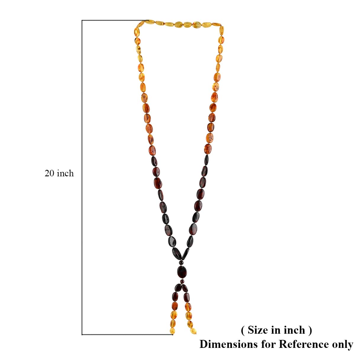 Multi Color Amber Beaded Necklace with Tassels 32 Inches in Sterling Silver image number 4