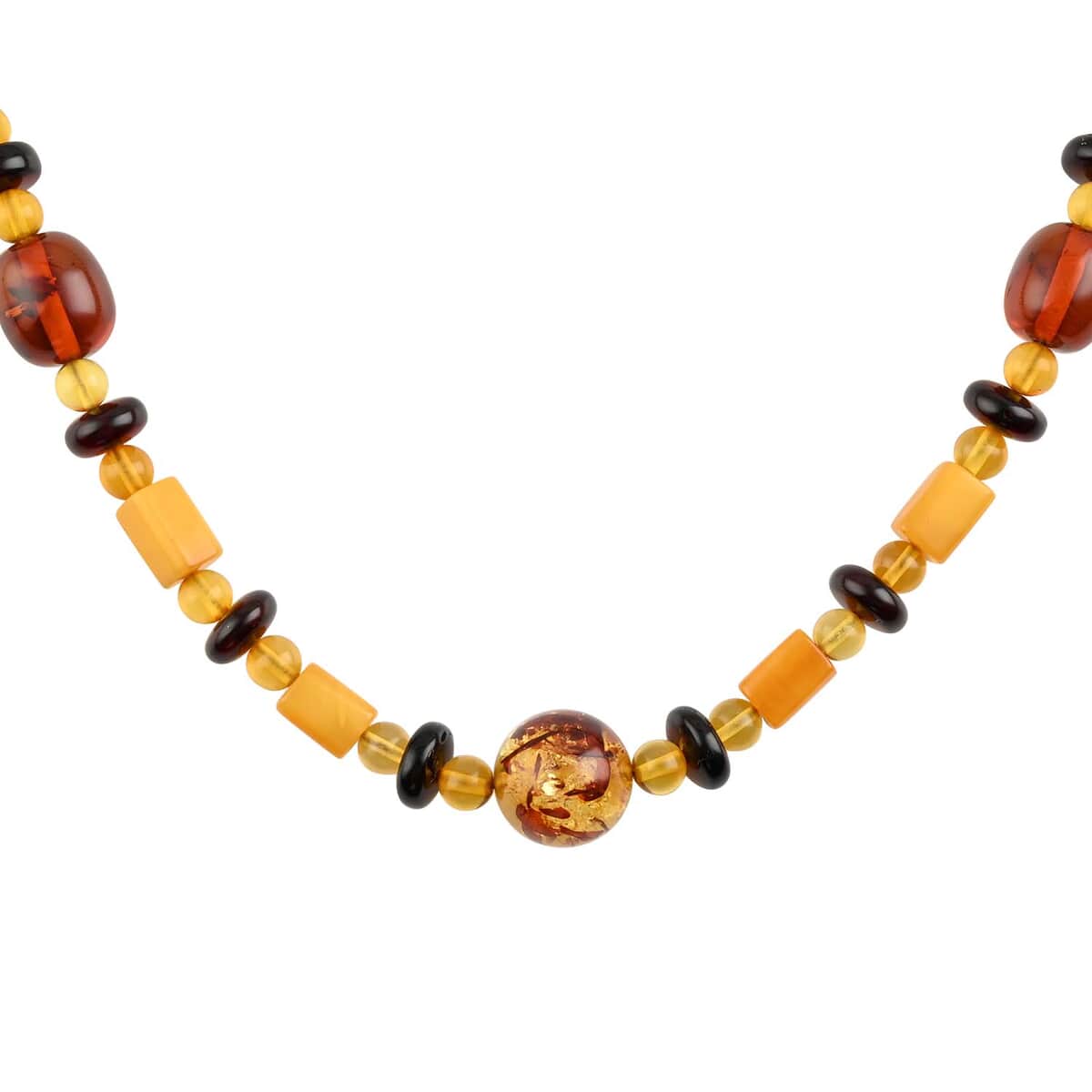 Multi Color Amber Beaded Necklace 24 Inches in Sterling Silver image number 0