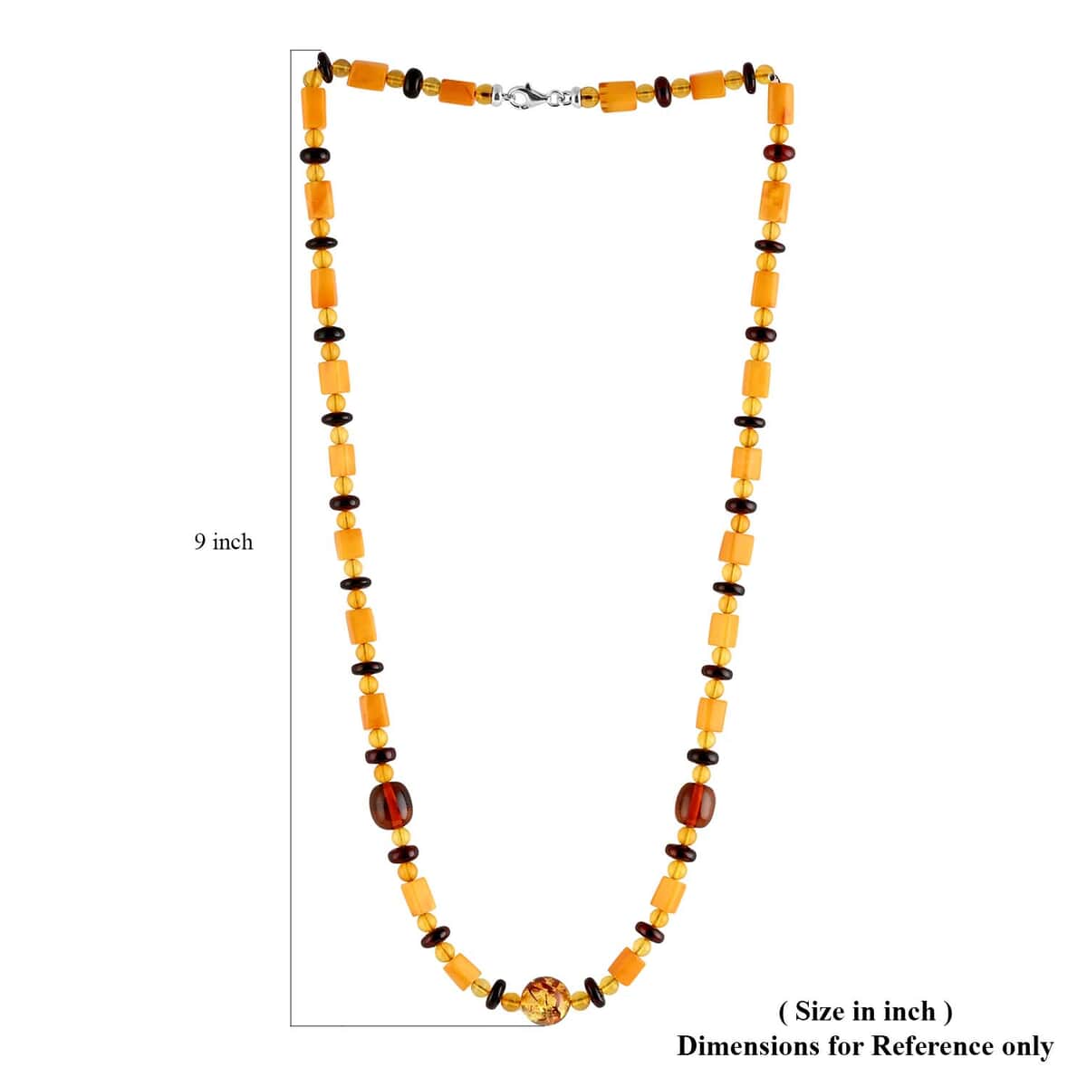 Multi Color Amber Beaded Necklace 24 Inches in Sterling Silver image number 4