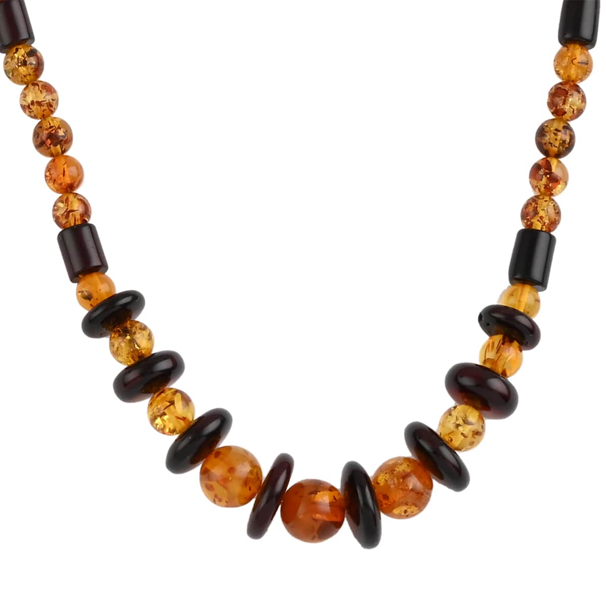 Multi Color Amber Beaded Necklace 24 Inches in Sterling Silver image number 0