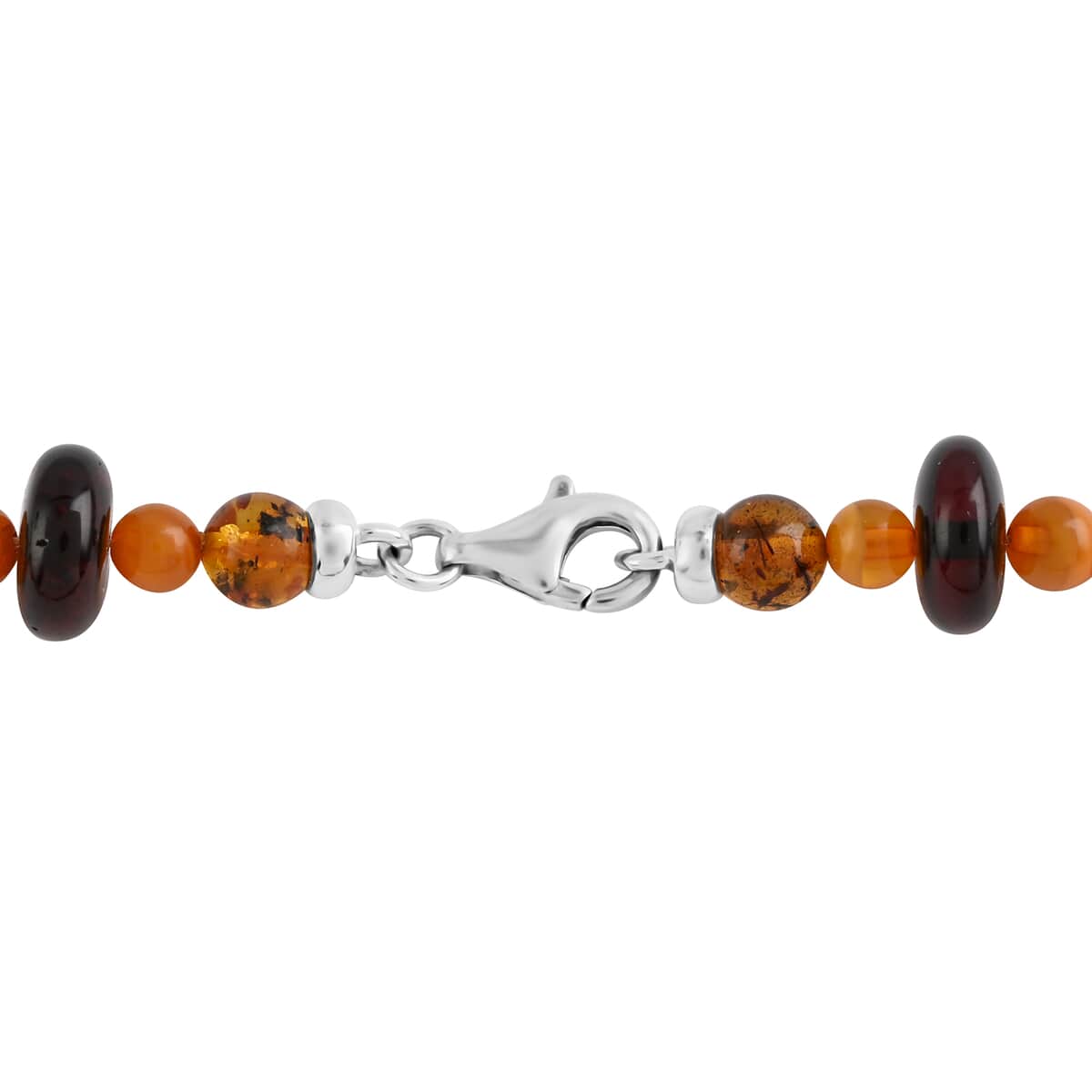 Multi Color Amber Beaded Necklace 24 Inches in Sterling Silver image number 3
