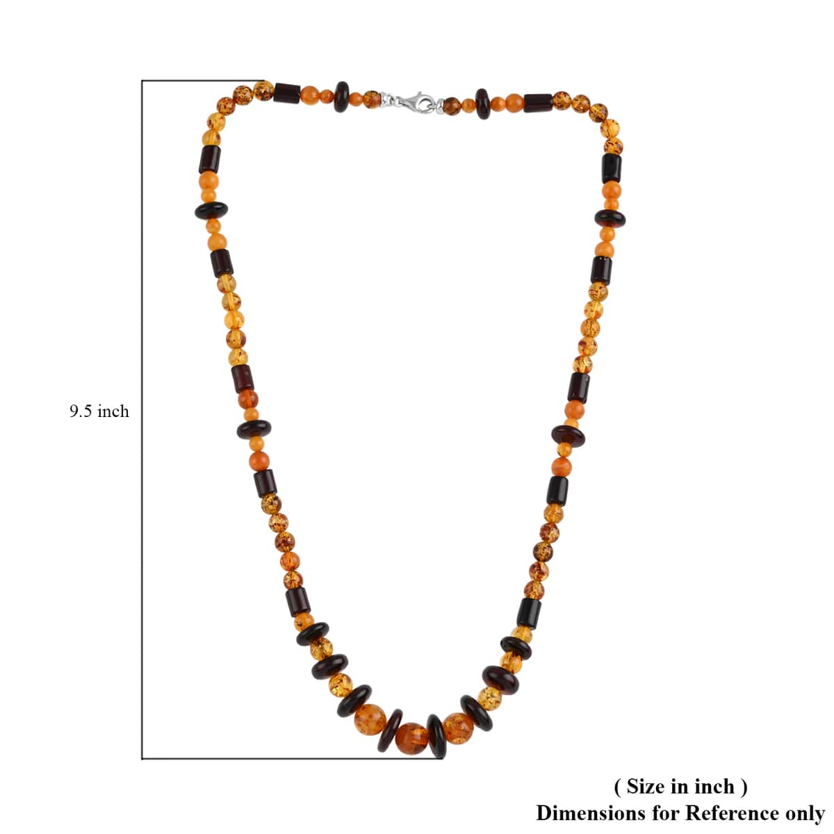 Multi Color Amber Beaded Necklace 24 Inches in Sterling Silver image number 4