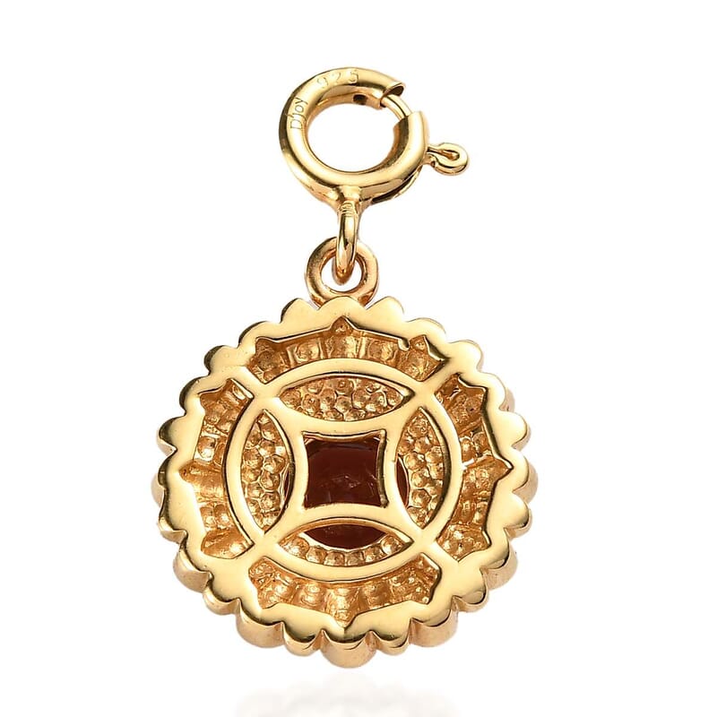 Mozambique Garnet Charm in Vermeil Yellow Gold Over Sterling Silver 1.00 ctw
