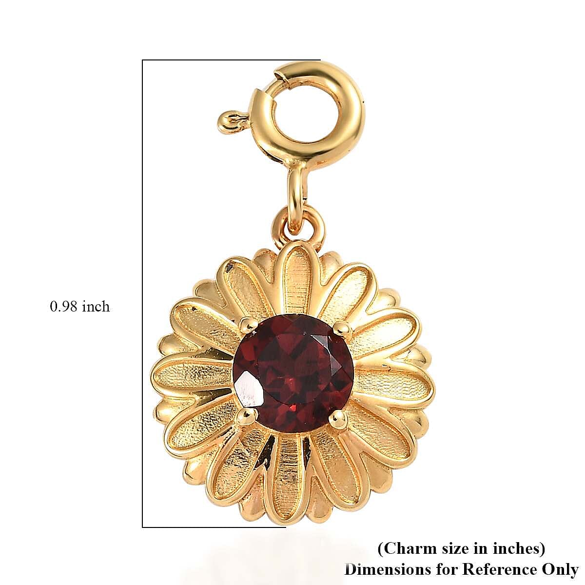 Mozambique Garnet Charm in Vermeil Yellow Gold Over Sterling Silver 1.00 ctw