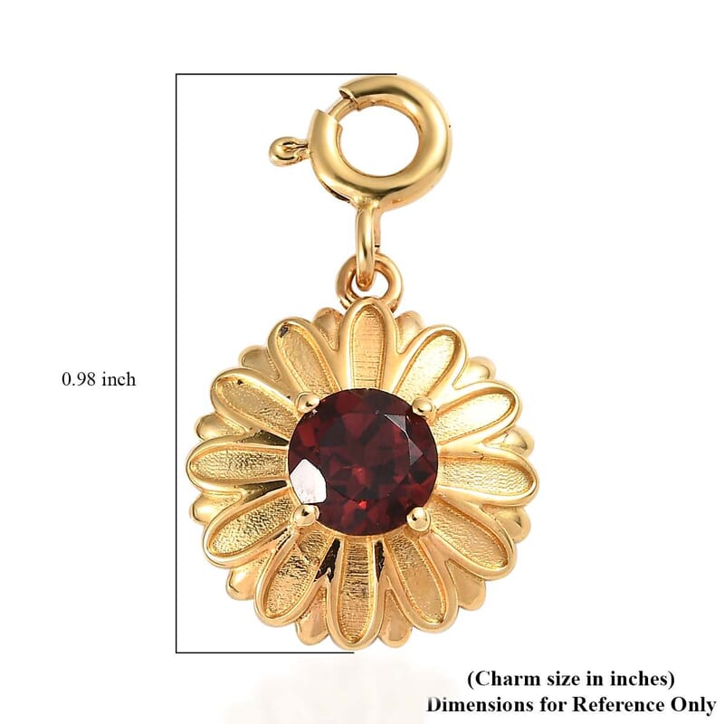 Mozambique Garnet Charm in Vermeil Yellow Gold Over Sterling Silver 1.00 ctw