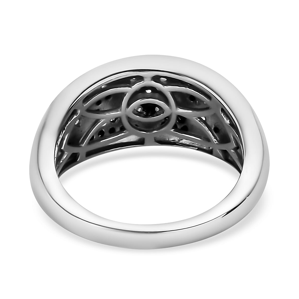 GP CELESTIAL DREAM COLLECTION Black Diamond and Diamond Moon and Star Ring in Platinum Over Sterling Silver (Size 6.0) 0.50 ctw image number 4