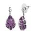Stichtite and Natural White Zircon Dangle Floral Earrings in Platinum Over Sterling Silver 12.10 ctw image number 0
