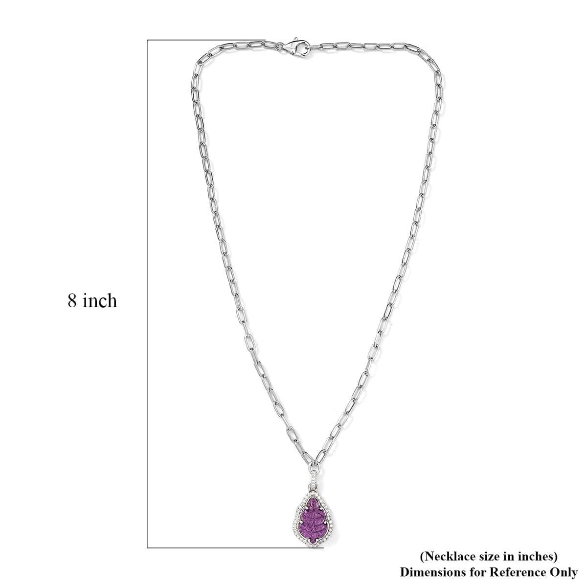 Stichtite and White Zircon Floral Necklace 18 Inches in Platinum Over Sterling Silver 5.00 ctw image number 5
