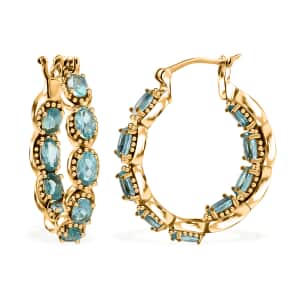 Karis Betroka Blue Apatite 4.25 ctw Hoop Earrings, Inside Out Hoop Earrings, In Out Hoops, 18K YG Plated Earrings