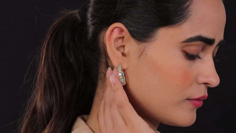 KARIS Madagascar Paraiba Apatite Inside Out Hoop Earrings in ION Plated 18K YG 4.50 ctw