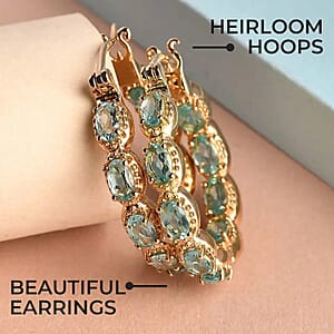 Karis Betroka Blue Apatite 4.25 ctw Hoop Earrings, Inside Out Hoop Earrings, In Out Hoops, 18K YG Plated Earrings
