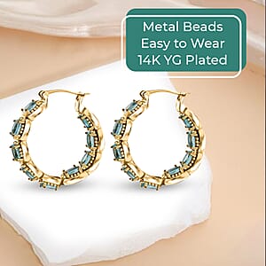 Karis Betroka Blue Apatite 4.25 ctw Hoop Earrings, Inside Out Hoop Earrings, In Out Hoops, 18K YG Plated Earrings