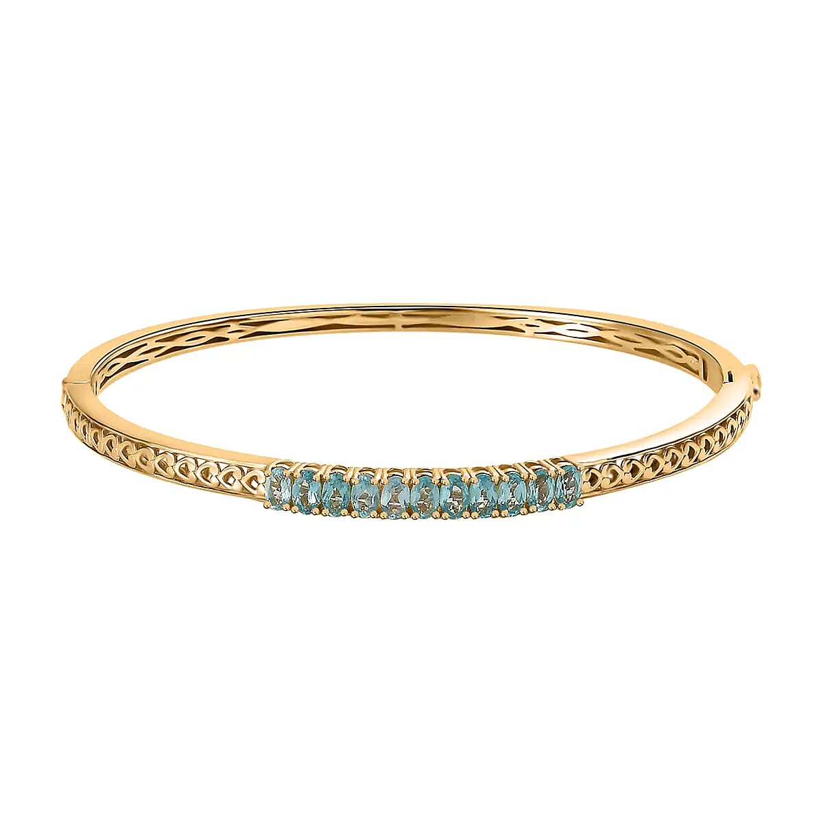 KARIS Madagascar Paraiba Apatite Bangle Bracelet in 18K YG Plated (7.25 In) 2.90 ctw image number 0