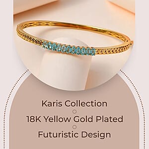 Karis Madagascar Paraiba Apatite Bangle Bracelet , Apatite Bangle ,18K Yellow Gold Plated Bracelet (6.50 In) 2.75 ctw