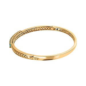 Karis Madagascar Paraiba Apatite Bangle Bracelet , Apatite Bangle ,18K Yellow Gold Plated Bracelet (6.50 In) 2.75 ctw