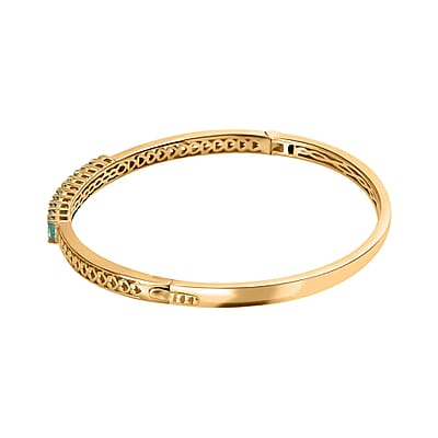 Karis Madagascar Paraiba Apatite Bangle Bracelet , Apatite Bangle ,18K Yellow Gold Plated Bracelet (6.50 In) 2.75 ctw