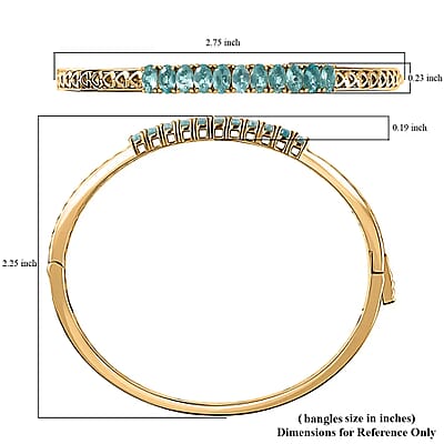 Karis Madagascar Paraiba Apatite Bangle Bracelet , Apatite Bangle ,18K Yellow Gold Plated Bracelet (6.50 In) 2.75 ctw