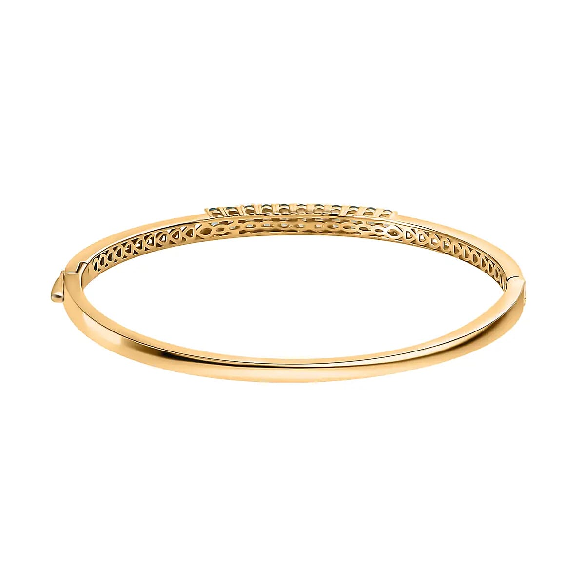 Karis Madagascar Paraiba Apatite Bangle Bracelet, Apatite Bangle, 18K Yellow Gold Plated Bracelet (8.00 In) 2.75 ctw image number 4