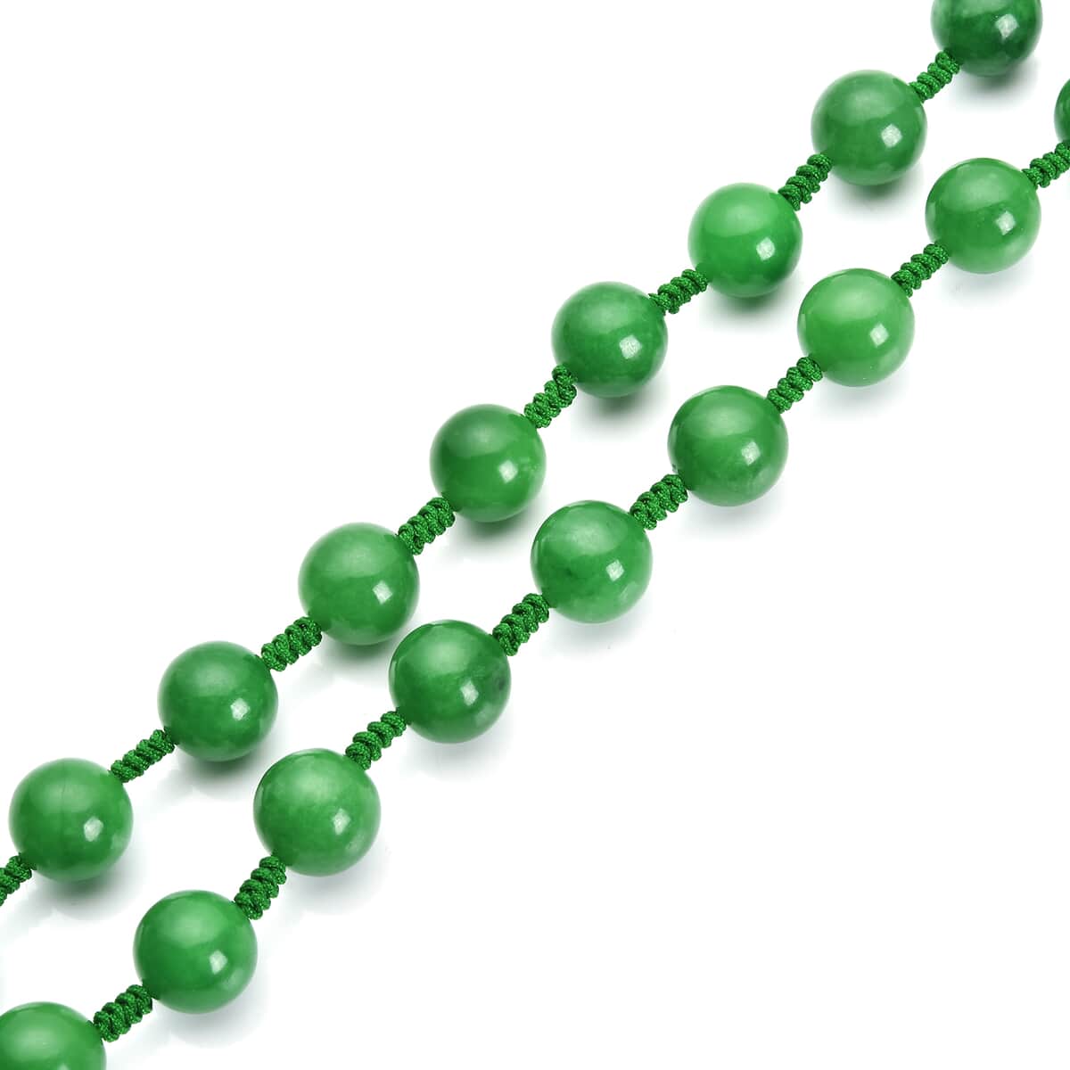 Green Jade Horse Carved Beaded Necklace 20 Inches in Rhodium Over Sterling Silver 602.50 ctw image number 3