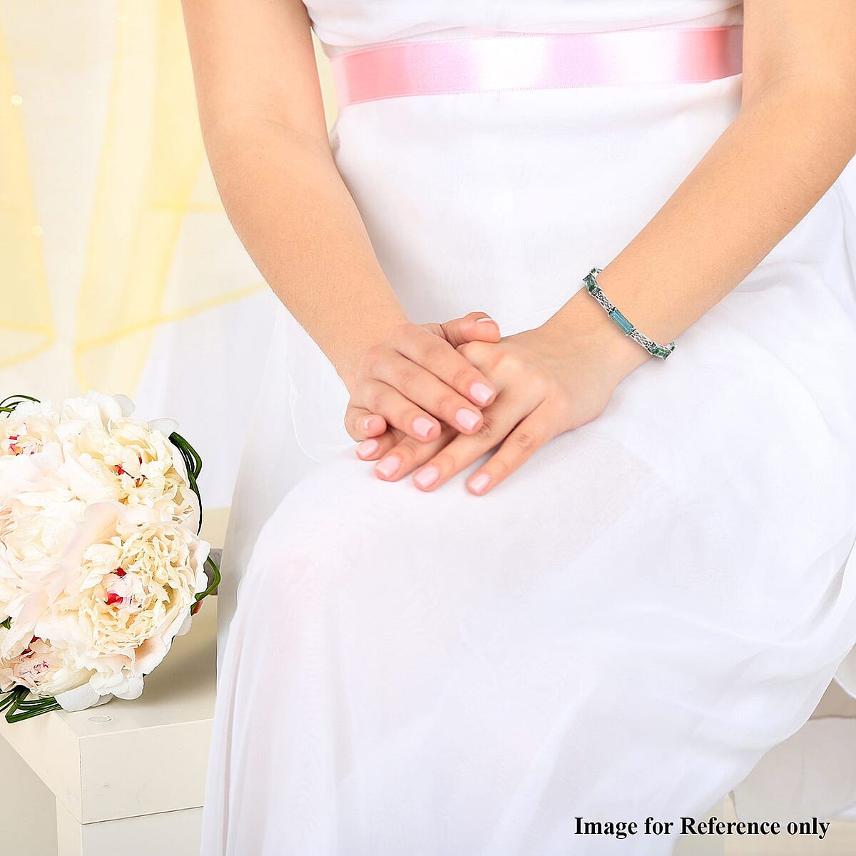 Peacock Quartz Bracelet in Platinum Over Sterling Silver (7.25 In) 11 Grams 16.20 ctw image number 2