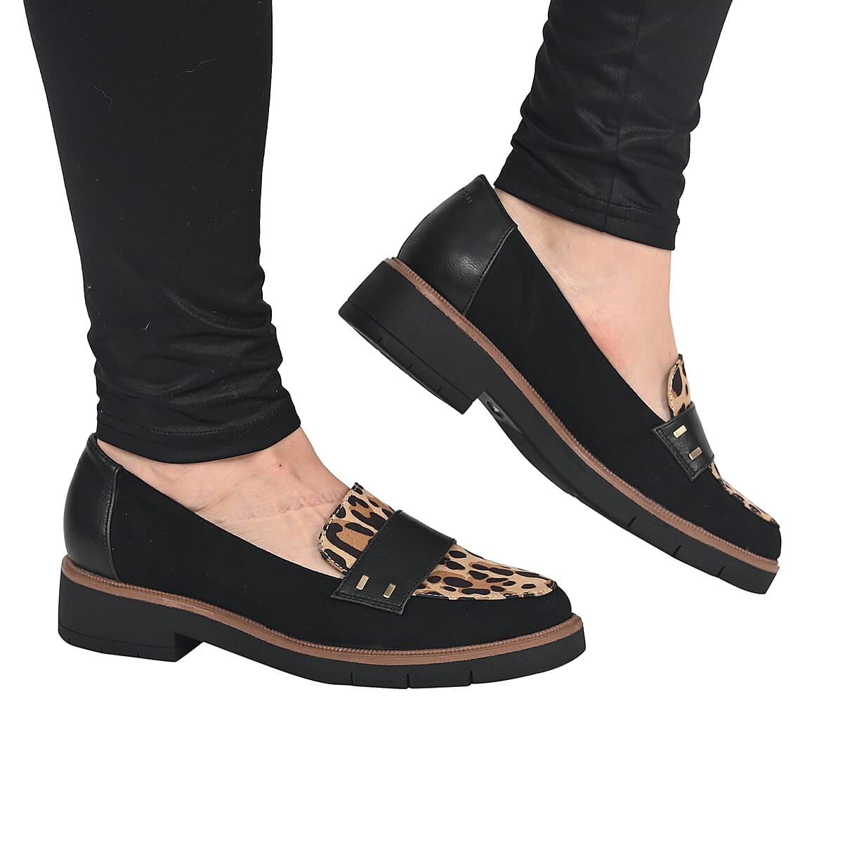 DR. SCHOLL'S Black Leopard Loafer (Size 7.5) image number 1