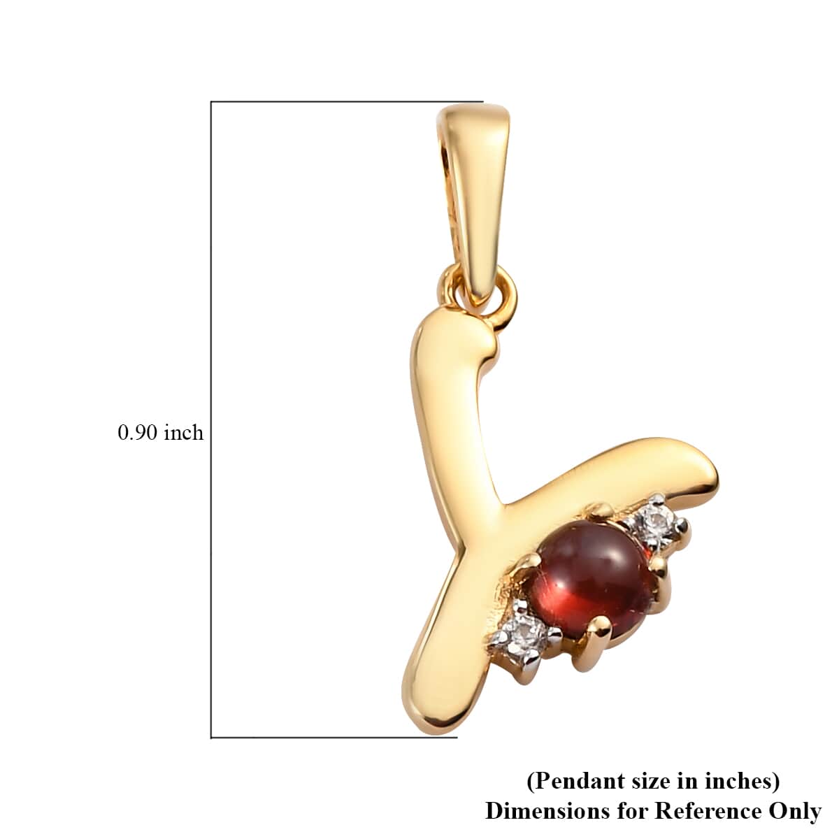 Mozambique Garnet and Natural White Zircon Initial Y Pendant in Vermeil Yellow Gold Over Sterling Silver 0.50 ctw image number 4